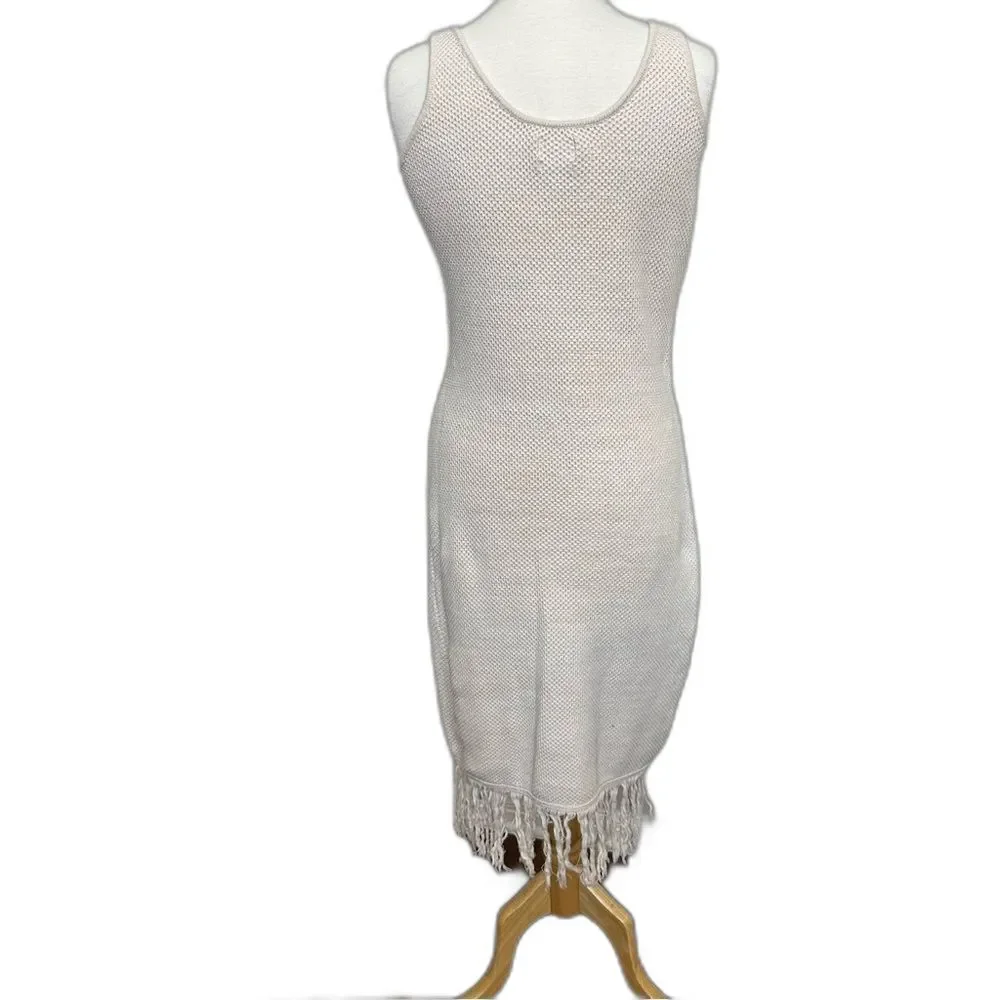 Future Collective Alani Noelle Sweater Sleeveless Crochet Dress w/ Fringe - Wm L - Picture 4 of 7